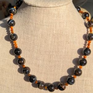 Blue Tiger Eye necklace. New, Golden tiger eye spacers. Genuine Gemstones 18"